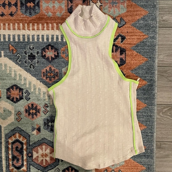 We The Free, turtle neck tank top. Size XS, tan with neon green detail, NWT• - Picture 2 of 15